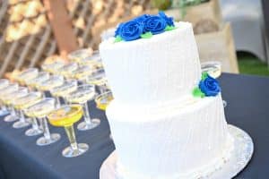 Custom wedding cake at a Las Vegas wedding reception